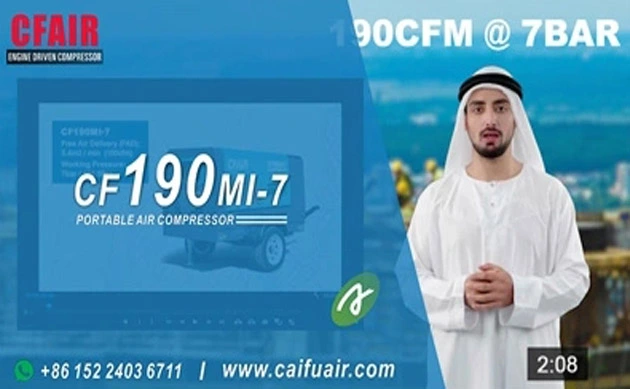 ضاغط ديزل متنقل CFM 7 بار مصمم خصيصًا لظروف الشرق الأوسط